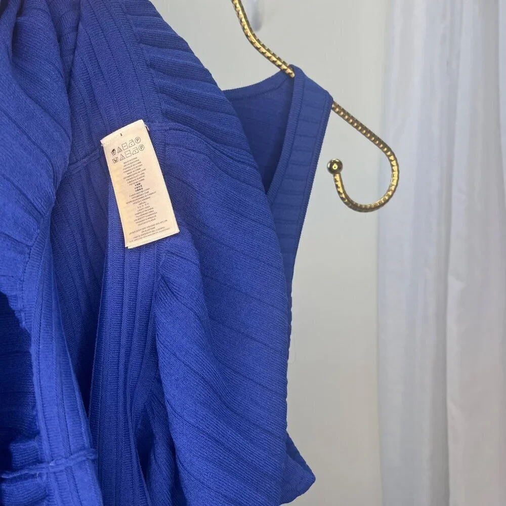 Michael Kors Sleeveless Tank Sweater Dress Pleated Hem Ladies Size SMALL Blue